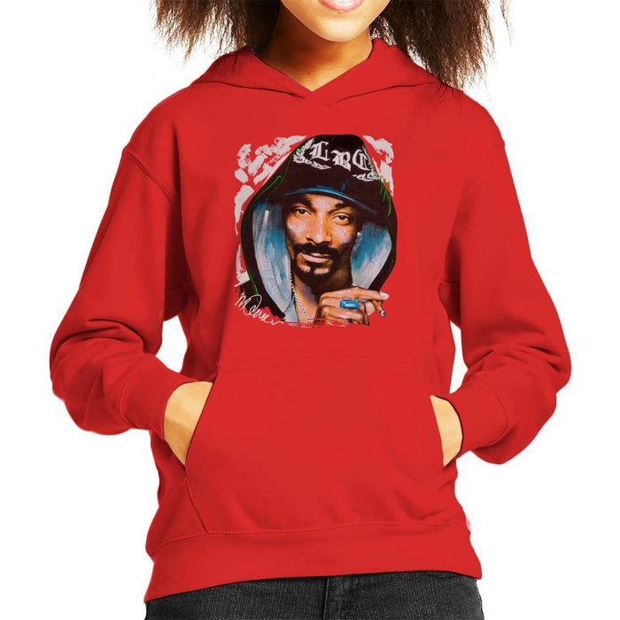 Sidney Maurer Original Portrait Of Snoop Dogg Smoking Kids Hooded Sweatshirt - Kids Boys Hooded Sweatshirt