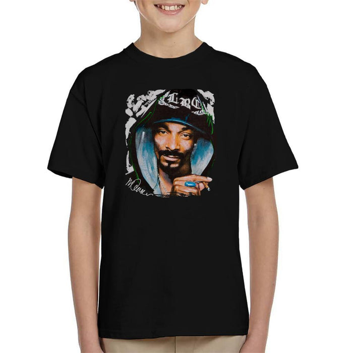 Sidney Maurer Original Portrait Of Snoop Dogg Smoking Kids T-Shirt - Kids Boys T-Shirt