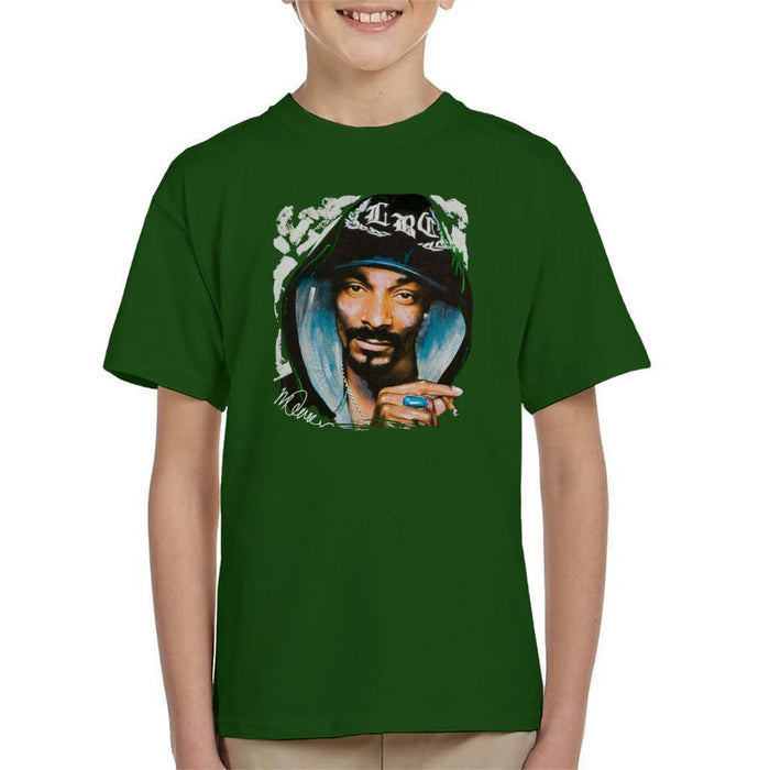 Sidney Maurer Original Portrait Of Snoop Dogg Smoking Kids T-Shirt - Kids Boys T-Shirt