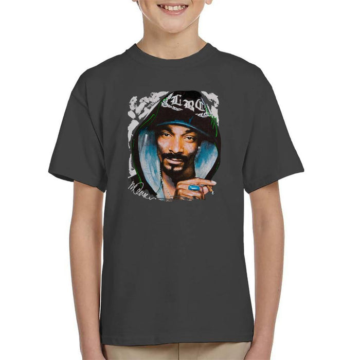 Sidney Maurer Original Portrait Of Snoop Dogg Smoking Kids T-Shirt - Kids Boys T-Shirt