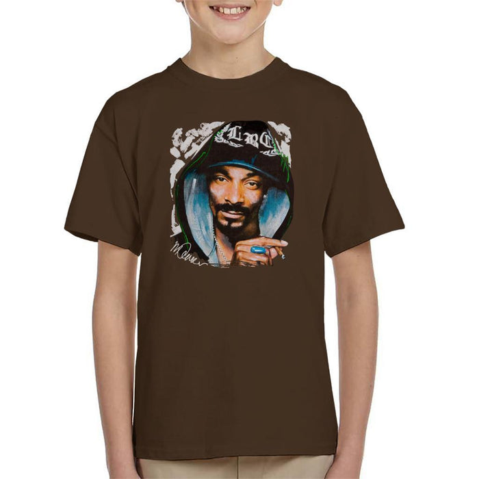 Sidney Maurer Original Portrait Of Snoop Dogg Smoking Kids T-Shirt - Kids Boys T-Shirt