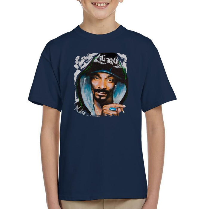 Sidney Maurer Original Portrait Of Snoop Dogg Smoking Kids T-Shirt - Kids Boys T-Shirt