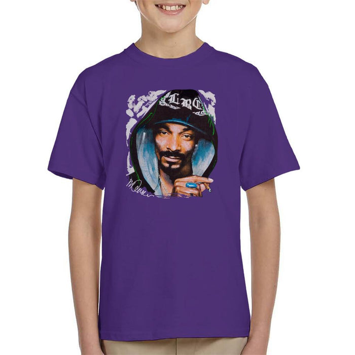 Sidney Maurer Original Portrait Of Snoop Dogg Smoking Kids T-Shirt - Kids Boys T-Shirt