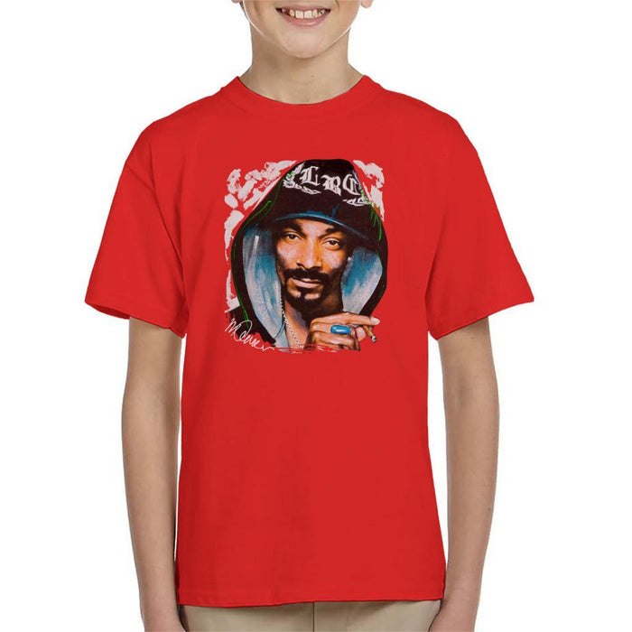 Sidney Maurer Original Portrait Of Snoop Dogg Smoking Kids T-Shirt - Kids Boys T-Shirt