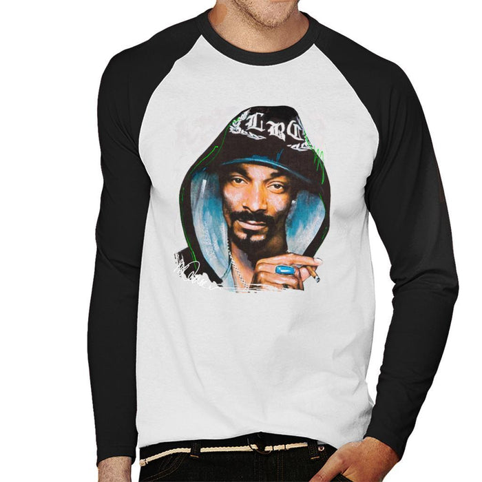 Sidney Maurer Original Portrait Of Snoop Dogg Smoking Mens Baseball Long Sleeved T-Shirt - Mens Baseball Long Sleeved T-Shirt