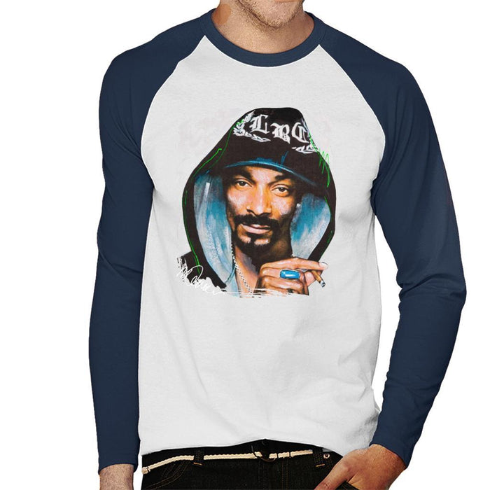 Sidney Maurer Original Portrait Of Snoop Dogg Smoking Mens Baseball Long Sleeved T-Shirt - Mens Baseball Long Sleeved T-Shirt