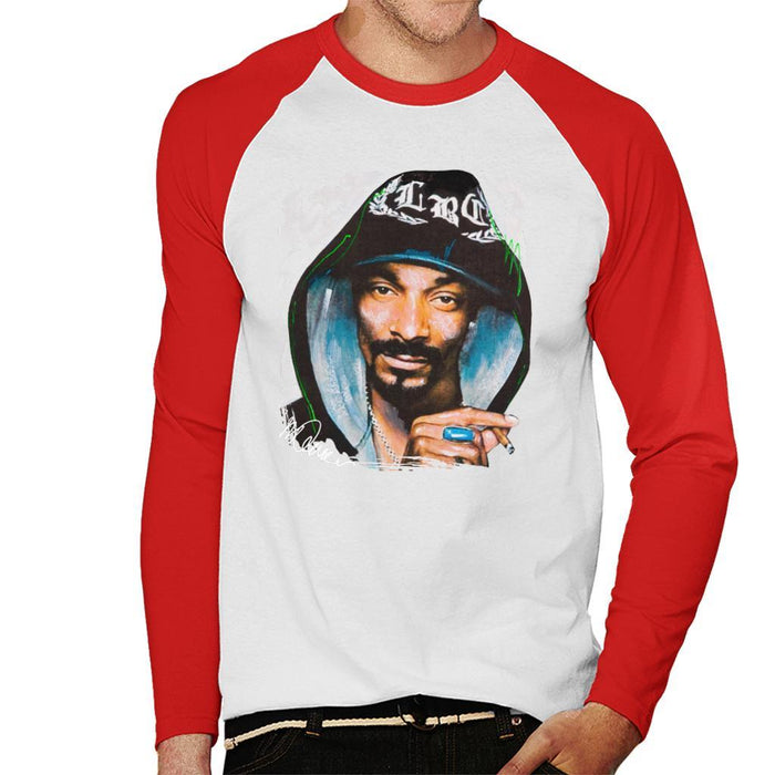 Sidney Maurer Original Portrait Of Snoop Dogg Smoking Mens Baseball Long Sleeved T-Shirt - Mens Baseball Long Sleeved T-Shirt