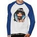 Sidney Maurer Original Portrait Of Snoop Dogg Smoking Mens Baseball Long Sleeved T-Shirt - Small / White/Royal - Mens Baseball Long Sleeved