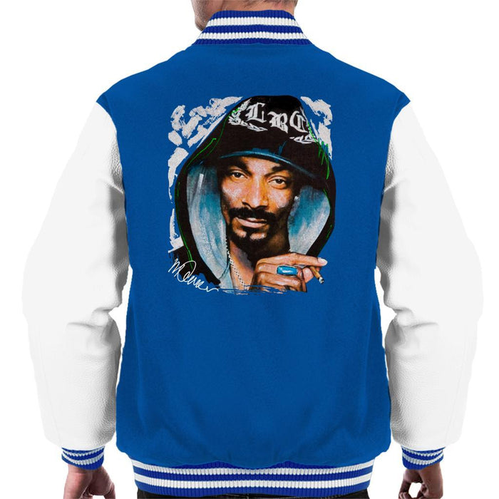 Sidney Maurer Original Portrait Of Snoop Dogg Smoking Mens Varsity Jacket - Small / Royal/White - Mens Varsity Jacket