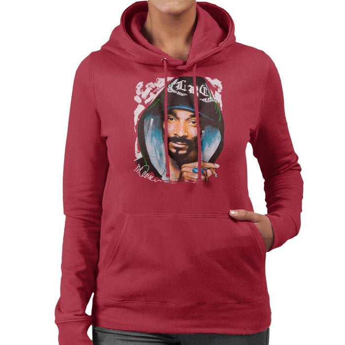 Sidney Maurer Original Portrait Of Snoop Dogg Smoking Womens Hooded Sweatshirt - Womens Hooded Sweatshirt