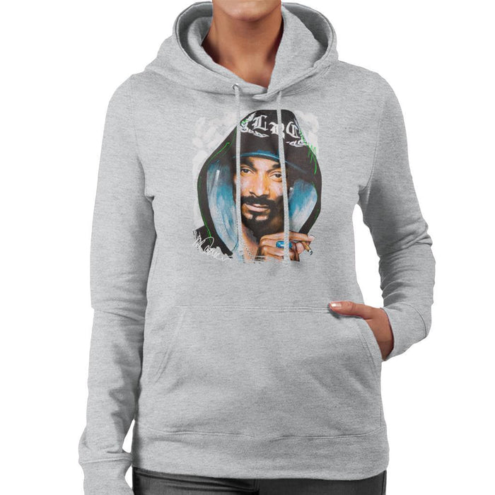 Sidney Maurer Original Portrait Of Snoop Dogg Smoking Womens Hooded Sweatshirt - Womens Hooded Sweatshirt