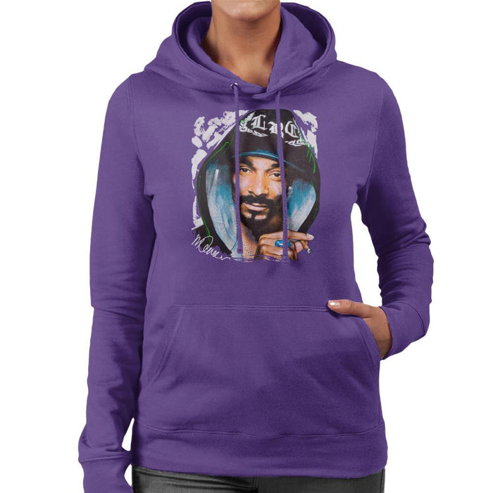 Sidney Maurer Original Portrait Of Snoop Dogg Smoking Womens Hooded Sweatshirt - Womens Hooded Sweatshirt