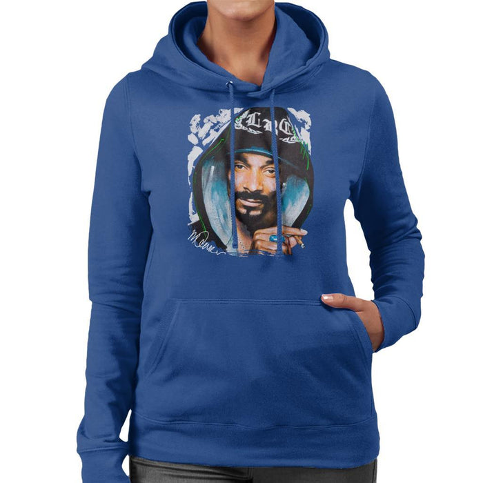 Sidney Maurer Original Portrait Of Snoop Dogg Smoking Womens Hooded Sweatshirt - Womens Hooded Sweatshirt