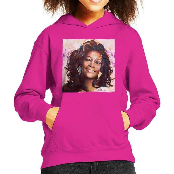 Sidney Maurer Original Portrait Of Whitney Houston Triangle Earrings Kids Hooded Sweatshirt - Kids Boys Hooded Sweatshirt