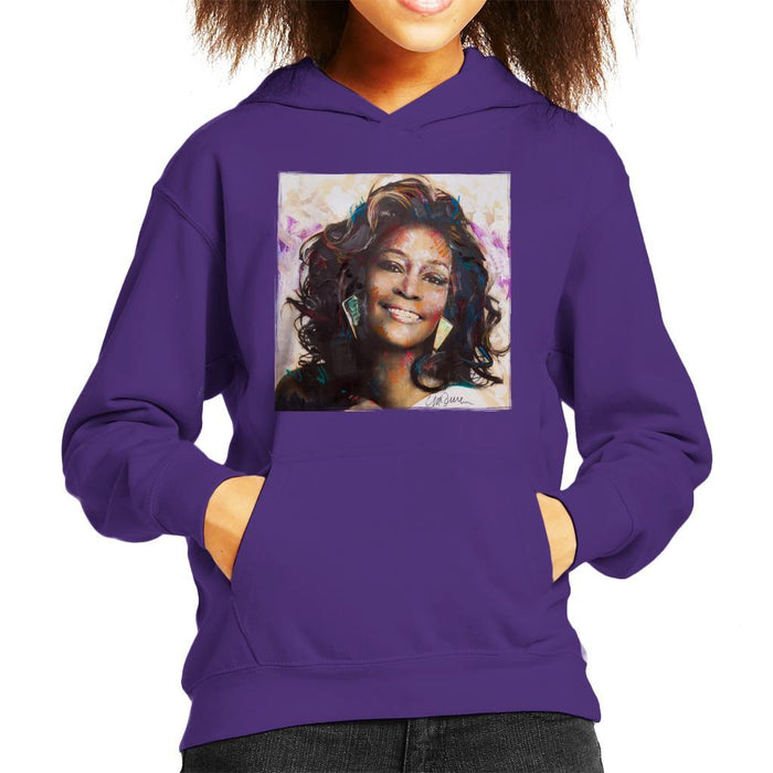 Sidney Maurer Original Portrait Of Whitney Houston Triangle Earrings Kids Hooded Sweatshirt - Kids Boys Hooded Sweatshirt