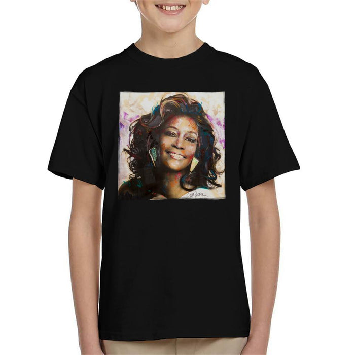 Sidney Maurer Original Portrait Of Whitney Houston Triangle Earrings Kids T-Shirt - Kids Boys T-Shirt