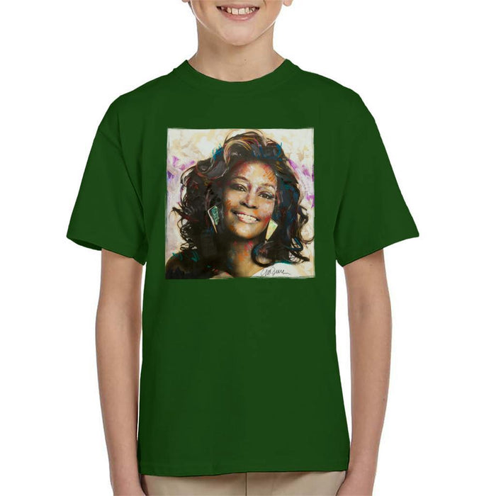 Sidney Maurer Original Portrait Of Whitney Houston Triangle Earrings Kids T-Shirt - Kids Boys T-Shirt
