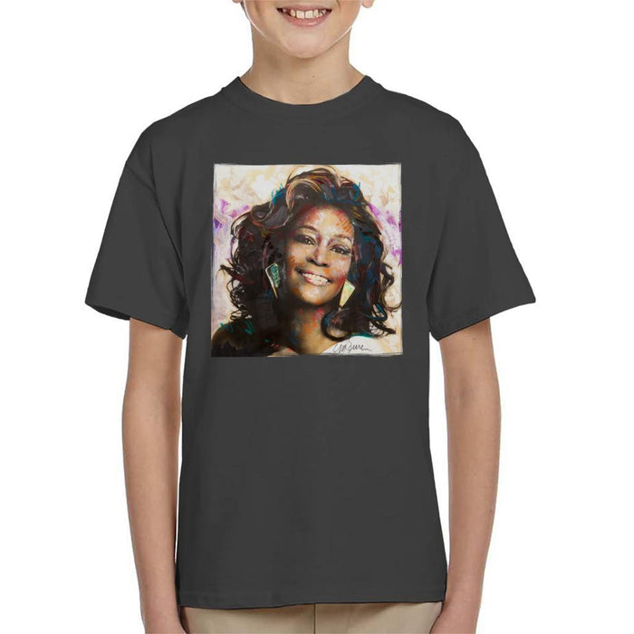 Sidney Maurer Original Portrait Of Whitney Houston Triangle Earrings Kids T-Shirt - Kids Boys T-Shirt