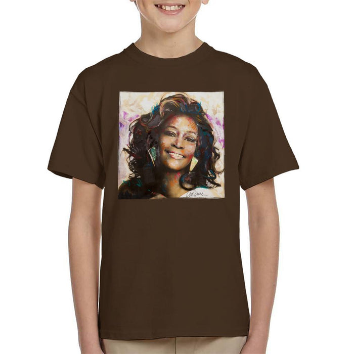 Sidney Maurer Original Portrait Of Whitney Houston Triangle Earrings Kids T-Shirt - Kids Boys T-Shirt