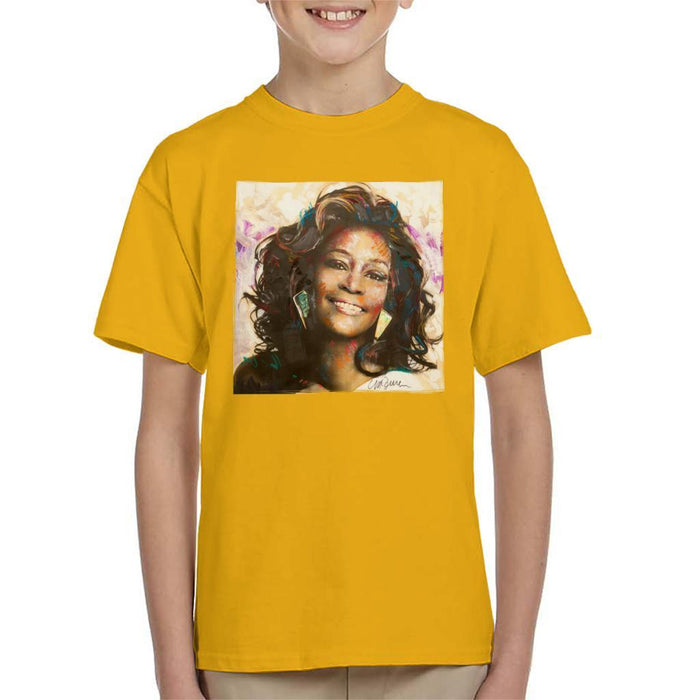 Sidney Maurer Original Portrait Of Whitney Houston Triangle Earrings Kids T-Shirt - Kids Boys T-Shirt