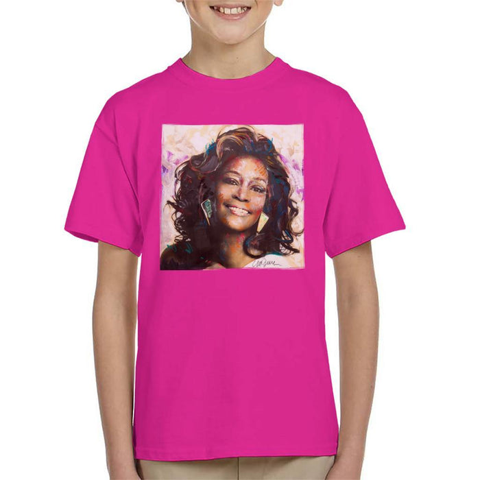 Sidney Maurer Original Portrait Of Whitney Houston Triangle Earrings Kids T-Shirt - Kids Boys T-Shirt