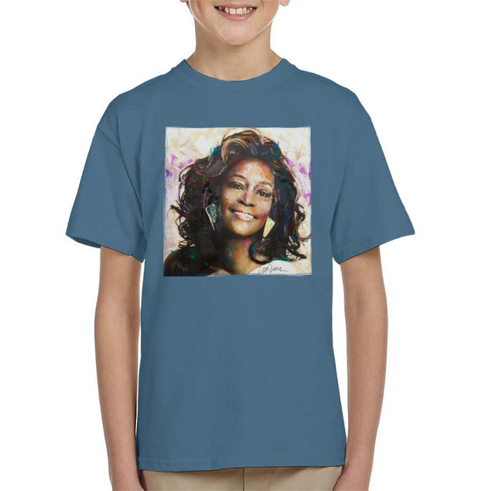 Sidney Maurer Original Portrait Of Whitney Houston Triangle Earrings Kids T-Shirt - Kids Boys T-Shirt