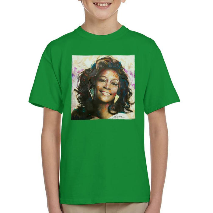 Sidney Maurer Original Portrait Of Whitney Houston Triangle Earrings Kids T-Shirt - Kids Boys T-Shirt
