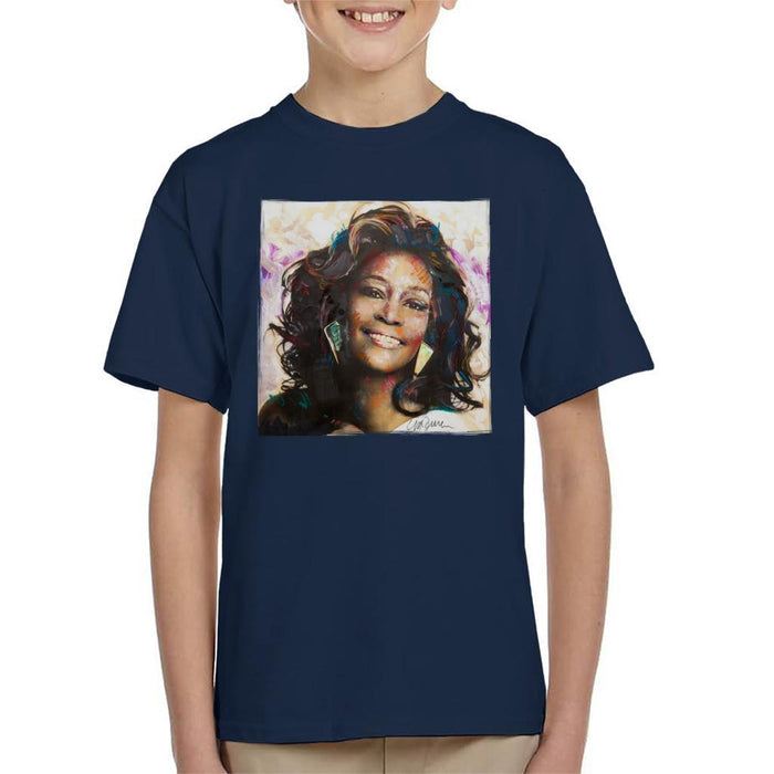 Sidney Maurer Original Portrait Of Whitney Houston Triangle Earrings Kids T-Shirt - Kids Boys T-Shirt