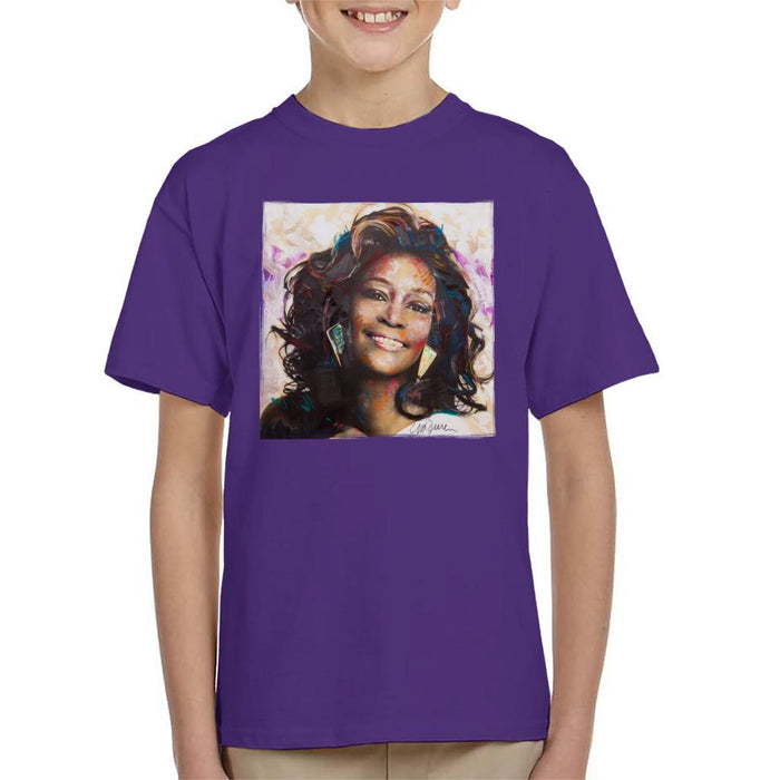 Sidney Maurer Original Portrait Of Whitney Houston Triangle Earrings Kids T-Shirt - Kids Boys T-Shirt