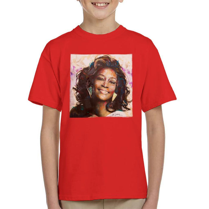 Sidney Maurer Original Portrait Of Whitney Houston Triangle Earrings Kids T-Shirt - Kids Boys T-Shirt