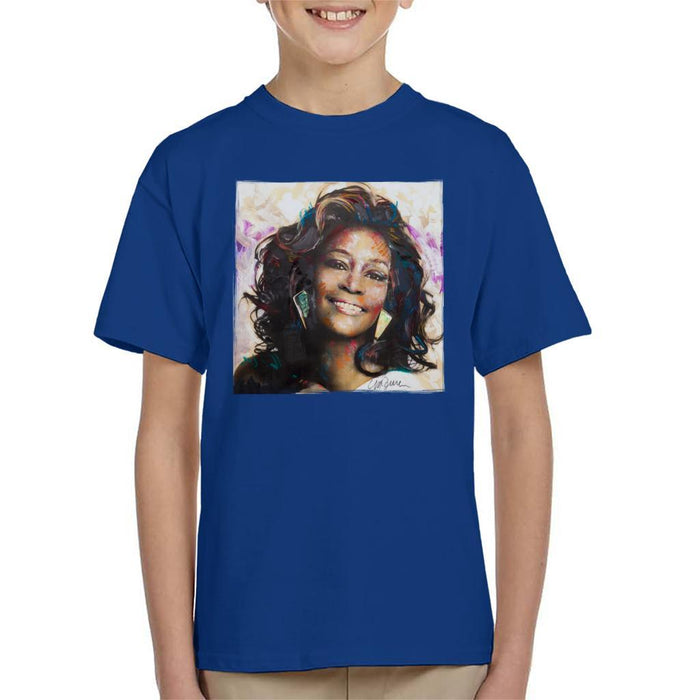 Sidney Maurer Original Portrait Of Whitney Houston Triangle Earrings Kids T-Shirt - Kids Boys T-Shirt