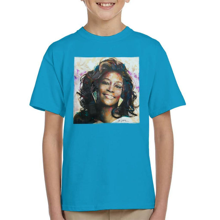 Sidney Maurer Original Portrait Of Whitney Houston Triangle Earrings Kids T-Shirt - Kids Boys T-Shirt