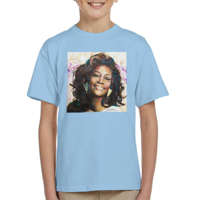 Sidney Maurer Original Portrait Of Whitney Houston Triangle Earrings Kids T-Shirt - Kids Boys T-Shirt