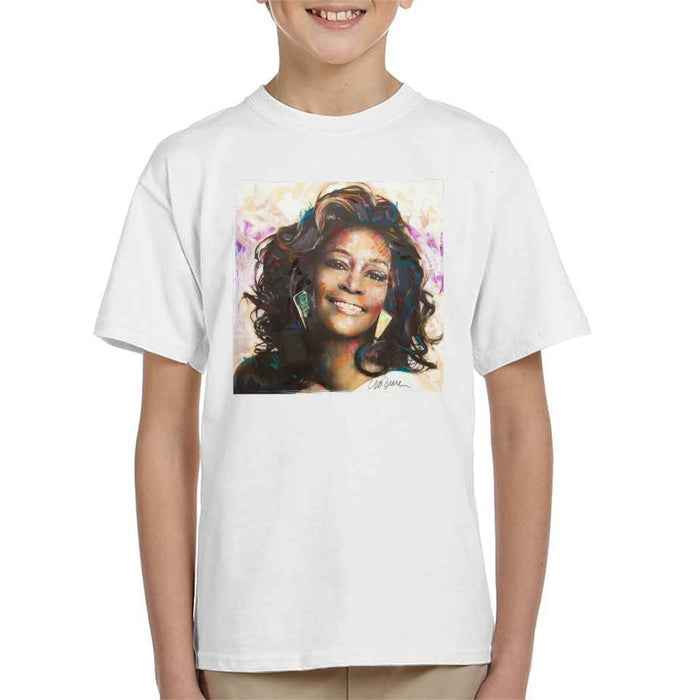 Sidney Maurer Original Portrait Of Whitney Houston Triangle Earrings Kids T-Shirt - Kids Boys T-Shirt