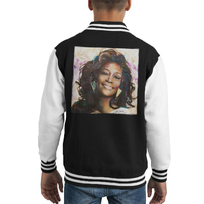Sidney Maurer Original Portrait Of Whitney Houston Triangle Earrings Kids Varsity Jacket - Kids Boys Varsity Jacket
