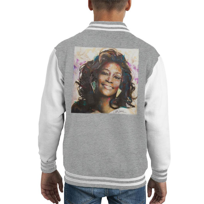 Sidney Maurer Original Portrait Of Whitney Houston Triangle Earrings Kids Varsity Jacket - Kids Boys Varsity Jacket