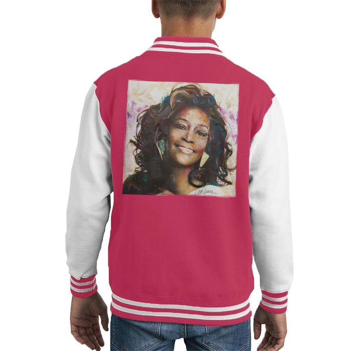 Sidney Maurer Original Portrait Of Whitney Houston Triangle Earrings Kids Varsity Jacket - Kids Boys Varsity Jacket