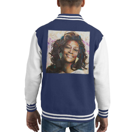 Sidney Maurer Original Portrait Of Whitney Houston Triangle Earrings Kids Varsity Jacket - Kids Boys Varsity Jacket