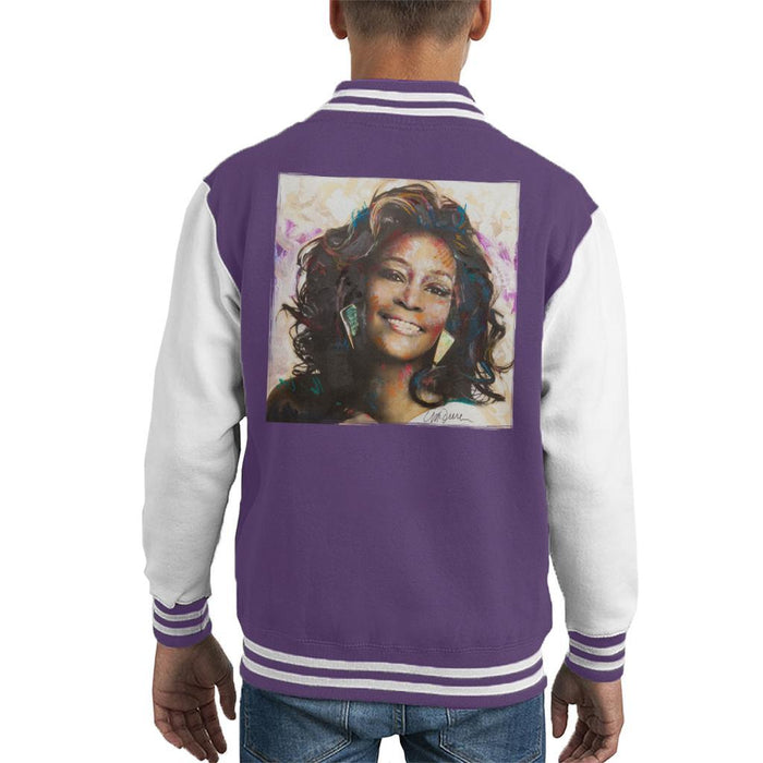 Sidney Maurer Original Portrait Of Whitney Houston Triangle Earrings Kids Varsity Jacket - Kids Boys Varsity Jacket