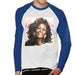 Sidney Maurer Original Portrait Of Whitney Houston Triangle Earrings Mens Baseball Long Sleeved T-Shirt - Small / White/Royal - Mens