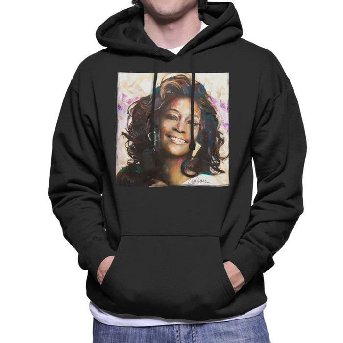 Sidney Maurer Original Portrait Of Whitney Houston Triangle Earrings Mens Hooded Sweatshirt - Mens Hooded Sweatshirt