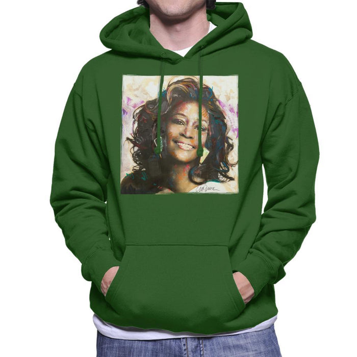 Sidney Maurer Original Portrait Of Whitney Houston Triangle Earrings Mens Hooded Sweatshirt - Mens Hooded Sweatshirt