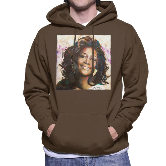 Sidney Maurer Original Portrait Of Whitney Houston Triangle Earrings Mens Hooded Sweatshirt - Mens Hooded Sweatshirt