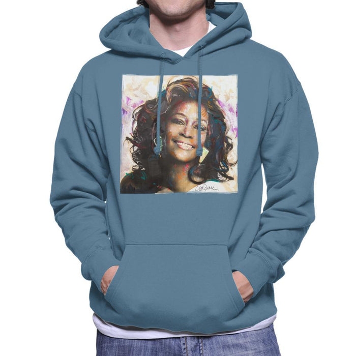 Sidney Maurer Original Portrait Of Whitney Houston Triangle Earrings Mens Hooded Sweatshirt - Mens Hooded Sweatshirt