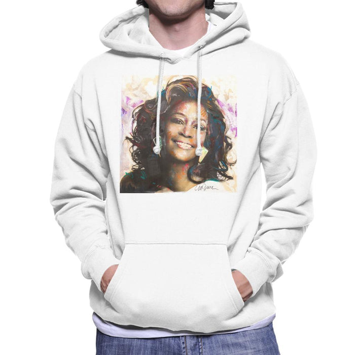 Sidney Maurer Original Portrait Of Whitney Houston Triangle Earrings Mens Hooded Sweatshirt - Mens Hooded Sweatshirt