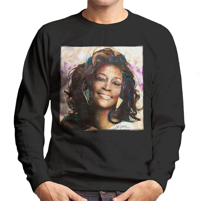 Sidney Maurer Original Portrait Of Whitney Houston Triangle Earrings Mens Sweatshirt - Mens Sweatshirt
