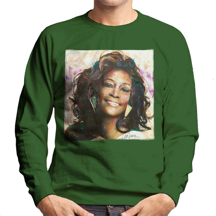 Sidney Maurer Original Portrait Of Whitney Houston Triangle Earrings Mens Sweatshirt - Mens Sweatshirt