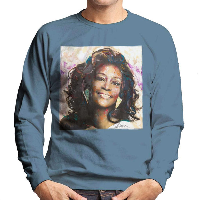 Sidney Maurer Original Portrait Of Whitney Houston Triangle Earrings Mens Sweatshirt - Mens Sweatshirt