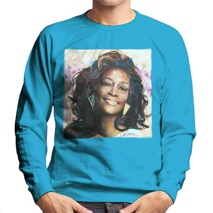 Sidney Maurer Original Portrait Of Whitney Houston Triangle Earrings Mens Sweatshirt - Mens Sweatshirt