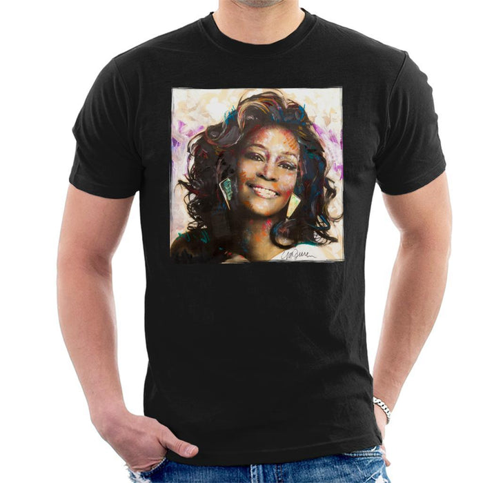 Sidney Maurer Original Portrait Of Whitney Houston Triangle Earrings Mens T-Shirt - Mens T-Shirt
